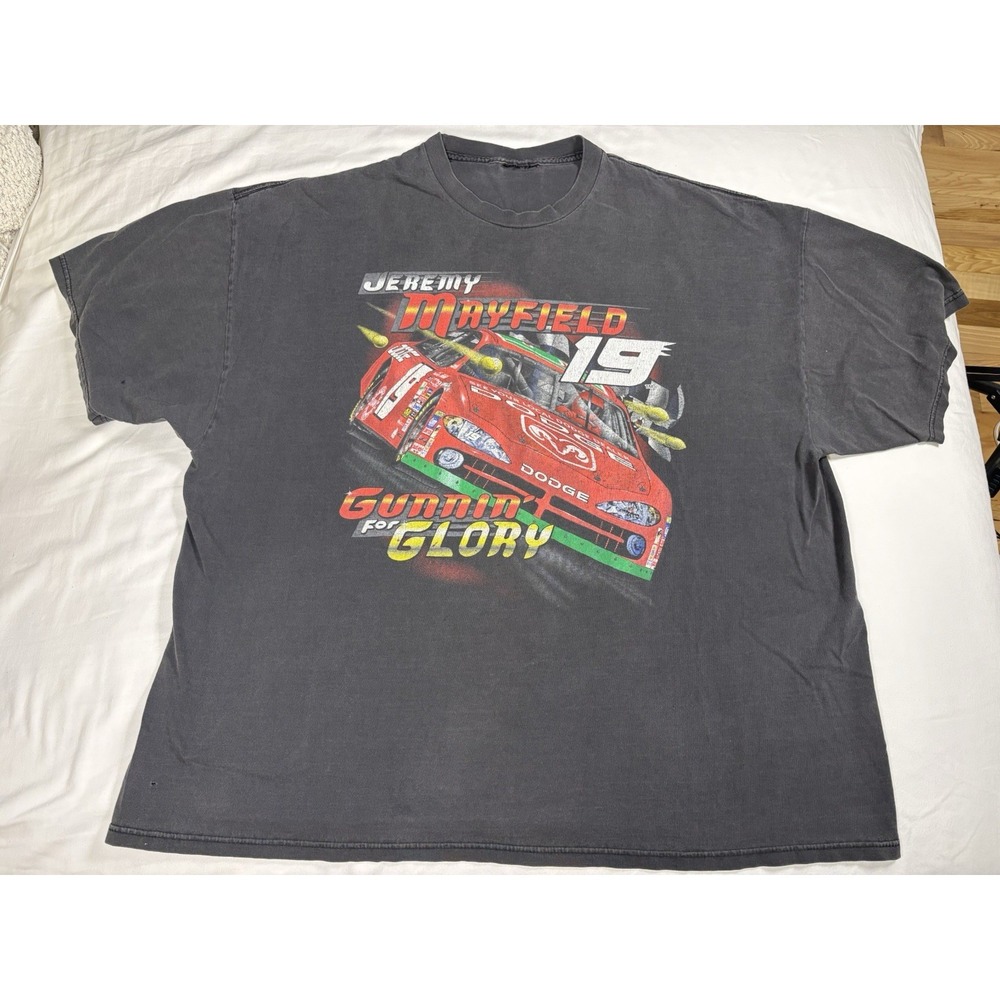 VTG 2002 Jeremy Mayfield 19 NASCAR Shirt XXL Faded Black Evernham Dodge Racing